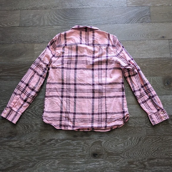 Tommy Hilfiger Women's Pink Plaid Flannel Long Sleeve Shirt Size Large - Picture 5 of 5